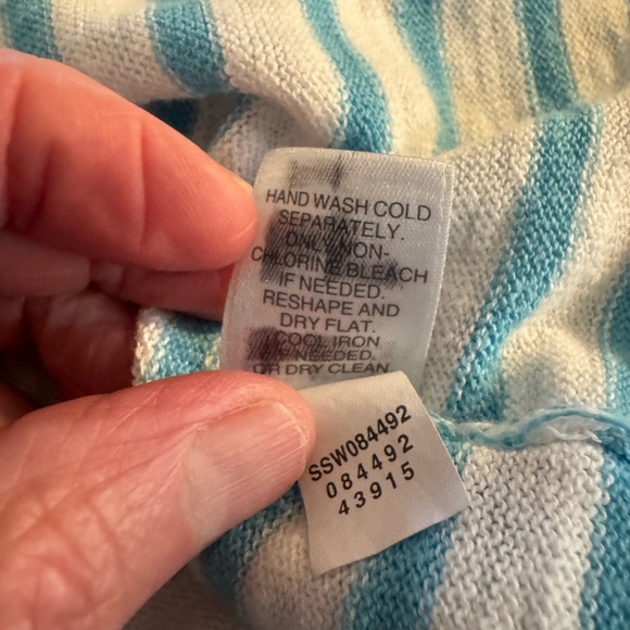 J. Jill Linen Blend Striped 3/4 Sleeve Boxy front pocket Tunic Size Large - Picture 9 of 10